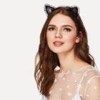 Shein Bow Detail Headband With Lace Cat Ear