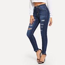 Shein Bleach Dye Raw Hem Jeans