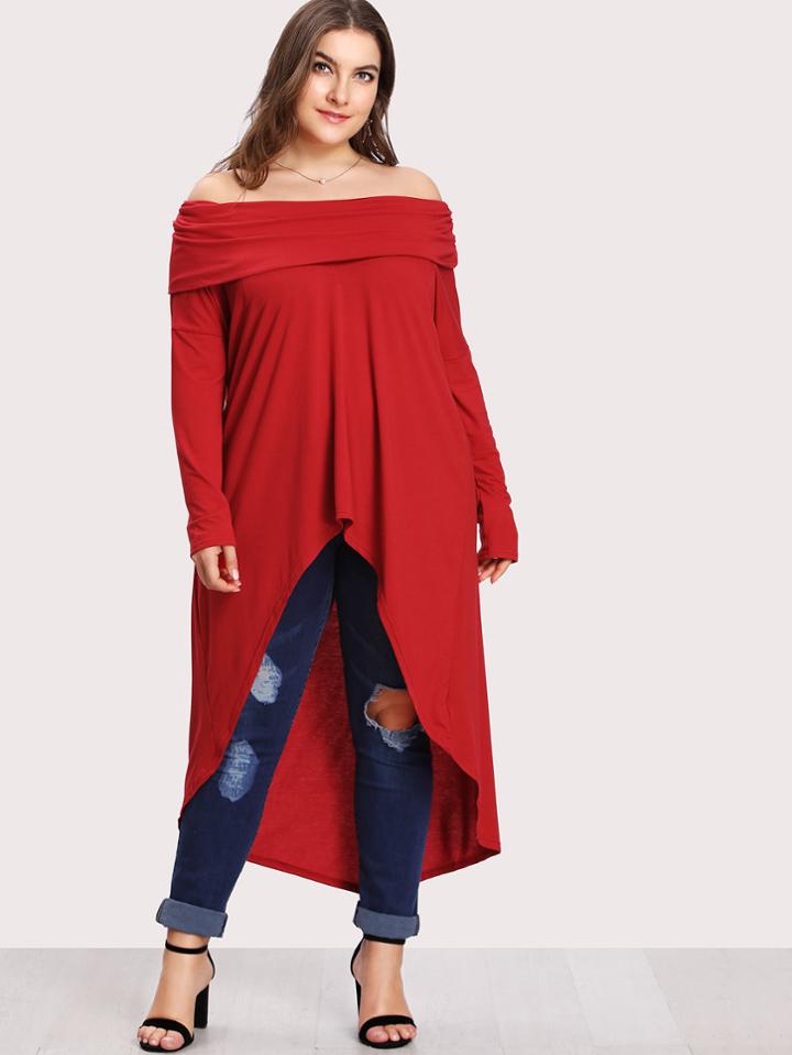 Shein Off Shoulder High Low Tee