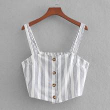 Shein Button Through Shirred Back Crop Top