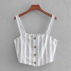 Shein Button Through Shirred Back Crop Top