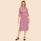 Shein Ruffle Trim Floral Print Dress