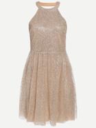 Shein Halter Sequins Embedded Pleated Dress