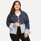 Shein Plus Raw Trim Spliced Denim Jacket