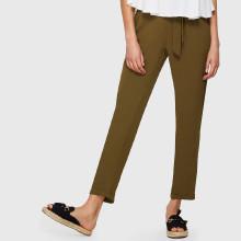Shein Self Belted Rolled Hem Solid Pants