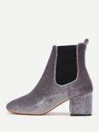 Shein Two Tone Velvet Elastic Ankle Boots