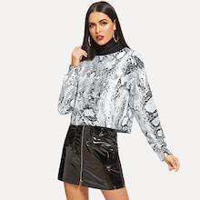 Shein High Neck Snake Skin Print Sweatshirt