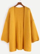 Shein Yellow Drop Shoulder Lantern Sleeve Slit Sweater Coat