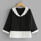 Shein Scallop Neck Two Tone Top