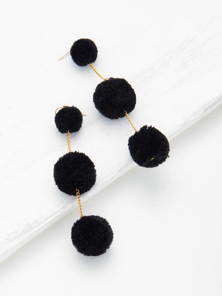 Shein Pom Pom Drop Earrings