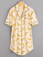 Shein Banana Print Shirt Sleep Dress