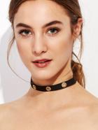 Shein Black Metal Circle Hollow Out Choker Necklace