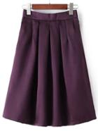 Shein Purple Midi Flare Skirt