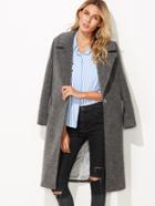 Shein Heather Grey Notch Collar Hidden Button Overcoat