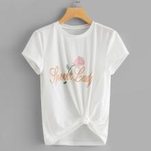 Shein Cap Sleeve Graphic Tee