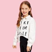 Shein Girls Letter Print Shirt