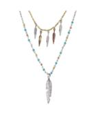 Shein Leaf Shape Double Layers Beads Necklace