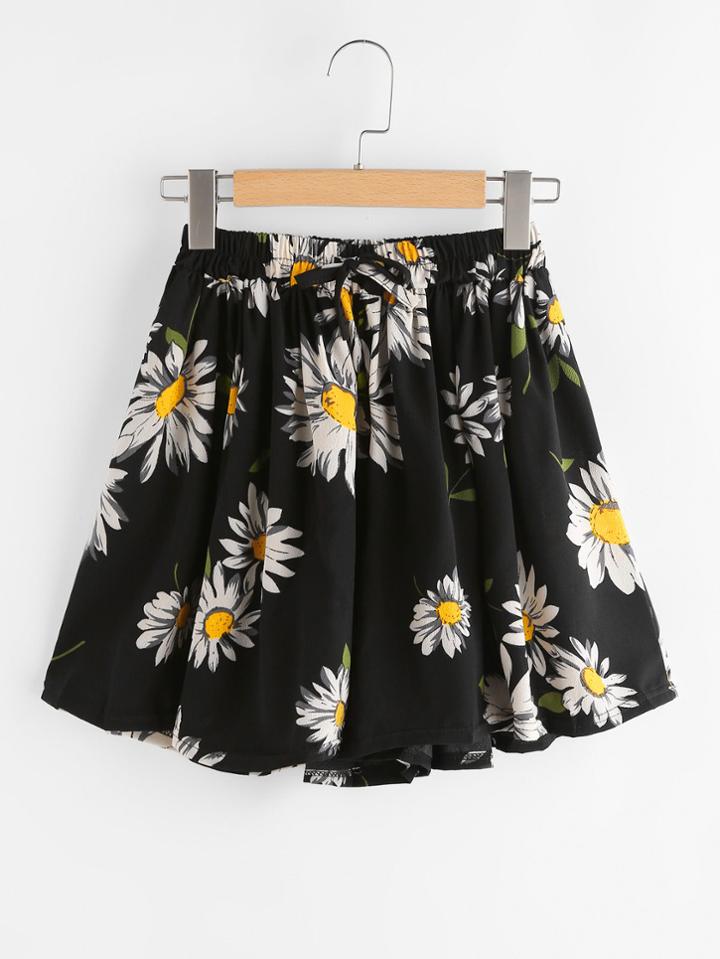 Shein Daisy Print Drawstring Shorts