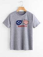 Shein Graphic Print Marled T-shirt
