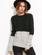 Shein Contrast Geo Pattern Eyelet Pullover Sweater