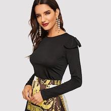 Shein Ruffle Shoulder Slim Fitted Tee