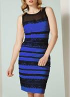 Rosewe Mesh Splicing Blue Striped Sheath Dress