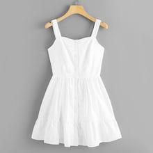 Shein Single Breasted Front Solid Cami Dress