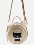 Shein Cat Shaped & Print Crossbody Bag - Gold