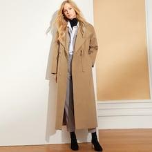 Shein Notch Neck Drawstring Detail Maxi Coat
