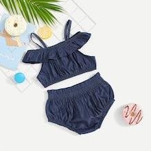 Shein Toddler Girls Denim Cami Top With Shorts