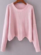 Shein Pink Drop Shoulder Asymmetrical Sweater