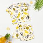 Shein Girls Fruit Print Ruffle Detail Top & Drawstring Shorts Set