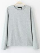 Shein Grey Round Neck Long Sleeve T-shirt