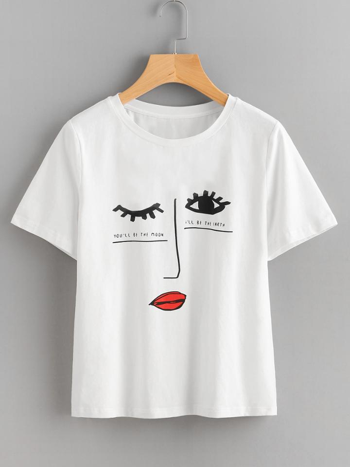 Shein Face Print Tee