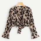 Shein Leopard Knot Front Blouse
