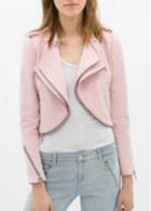 Rosewe Sweet Long Sleeve Turndown Collar Pink Jacket With Zip