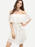 Shein White Flounce Off The Shoulder Dress
