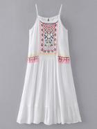 Shein Embroidery Ruffle Hem Cami Dress