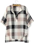 Shein V Cut Preppy Appropriately Checkered Loose Blouse