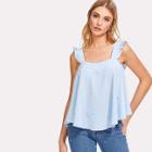 Shein Frill Trim Pearl Embellished Top