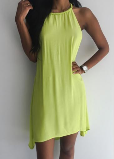 Rosewe Open Back Asymmetric Round Neck Shift Dress