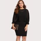Shein Plus Batwing Sleeve 2 In 1 Dress