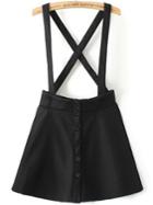 Shein Black Strap Buttons Skirt