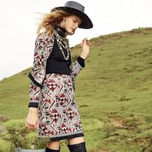 Shein Fringe Trim Geo Jacquard Skirt