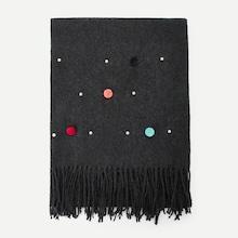 Shein Faux Pearl Decorated Fringe Hem Scarf