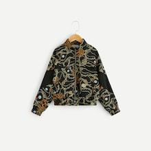 Shein Girls Zip Up Chain Print Jacket