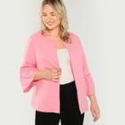 Shein Plus Open Front Flounce Sleeve Coat