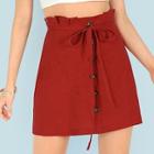 Shein Button Up Front Belted Skirt