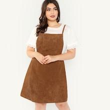 Shein Plus Bid Pocket Patched Solid Dress
