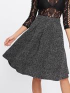 Shein Zip Back Flared Marled Knit Skirt